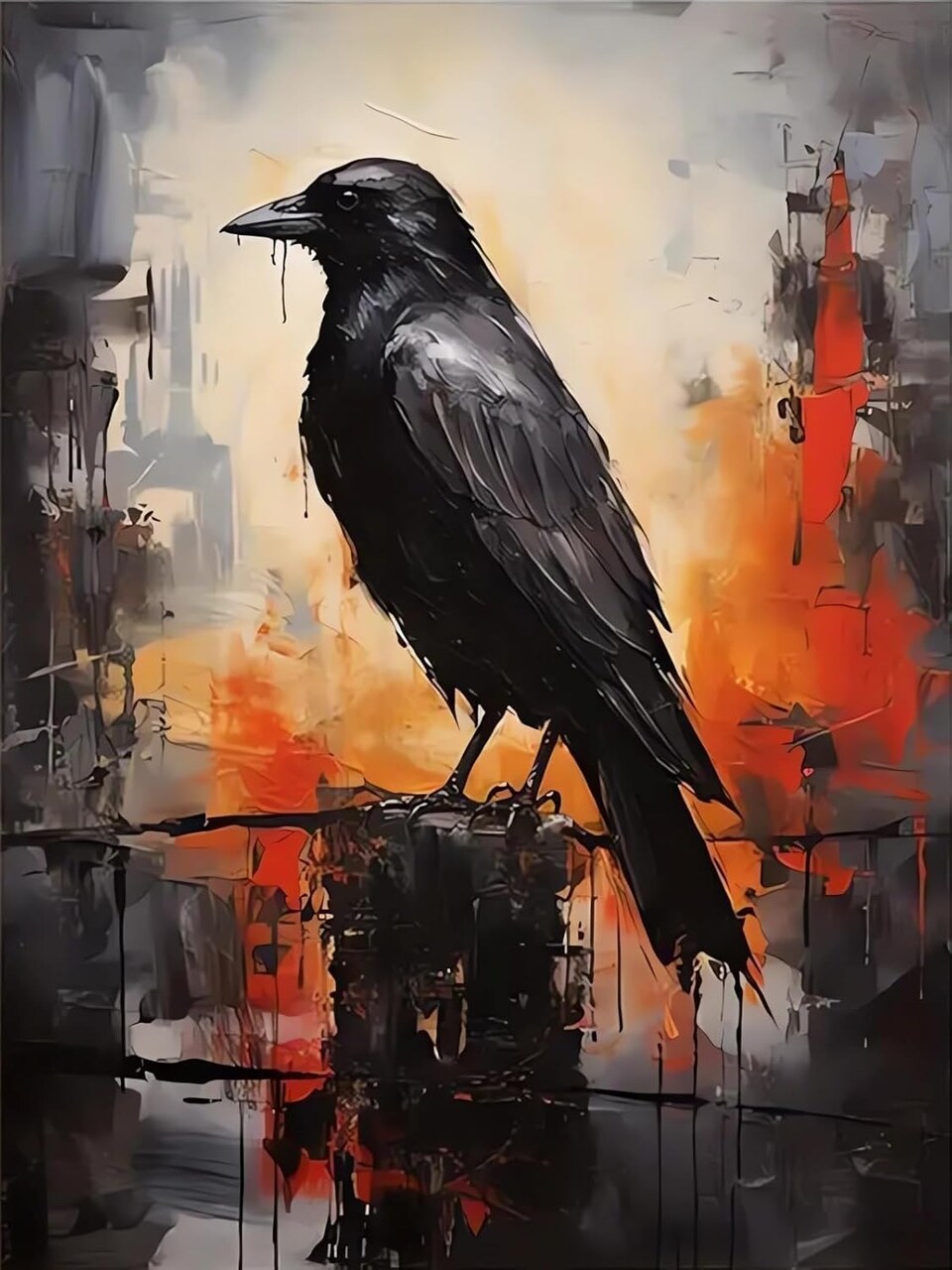 Diamond Art Kit for Adults – Crow Design, 5D Animal Diamond Painting Kit, Diamond Dots Crystal Art for Home Wall Decor & Gifts – 12x16 Inch